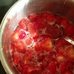 strawberry compote in a pan