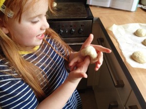 Shaping bagels is fun for kids