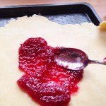 Spread the jam in a rough circle shape